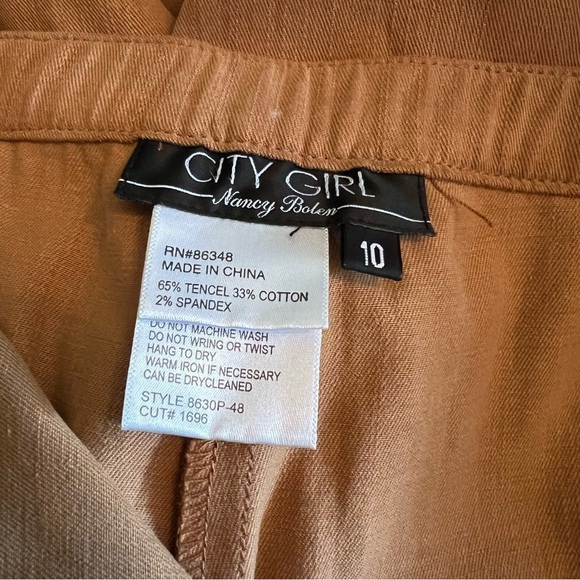 Vintage Nancy Bolen City Girl Barrel Blokecore Pleated Trousers SZ 10 Carmel - Picture 7 of 7